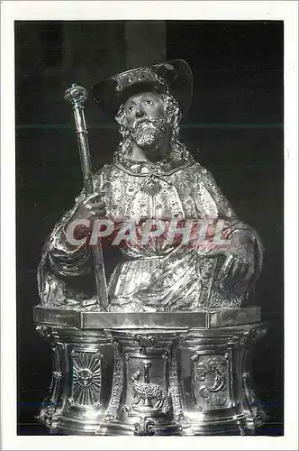 Cartes postales moderne Zaragoza Basilique de El Pilar Buste de St Jacques (Argent Repusse)