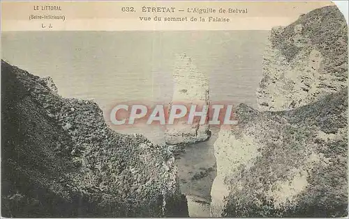 Ansichtskarte AK Etretat Le Littoral (Seine Inferieur) L'Aiguille de Belval vue du Sommet de la Falaise