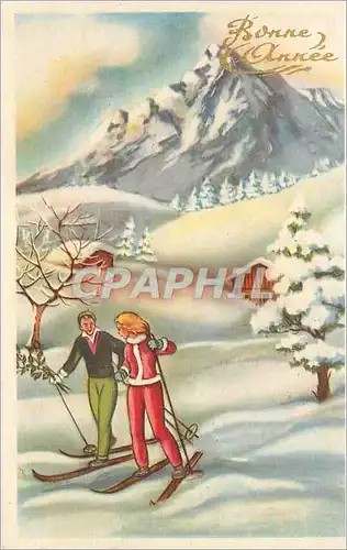 Cartes postales Bonne Annee Ski