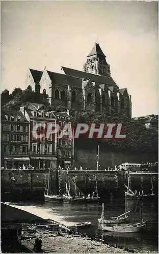 Moderne Karte Le Treport (S Inf) Coin du Port et l'Eglise Bateaux