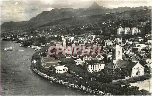 Moderne Karte Evian les Bains (Hte Savoie) Vue Generale aerienne dans le fond Memises (1682 m) et la Dent d'Oc