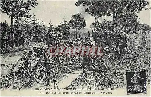 Cartes postales moderne Grandes Manoeuvres de l'Ouest (Septembre 1912) Halte d'une avant Garde de Cyclistes Militaria Ve