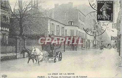 Moderne Karte Paris La Crue de la Seine Le Passage du Boulanger rue de Lourmel