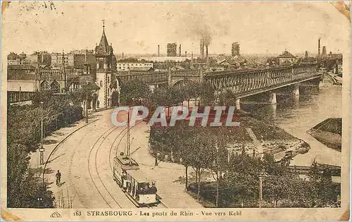 Ansichtskarte AK Strasbourg Les Ponts du Rhin Vue vers Kehl Tramway