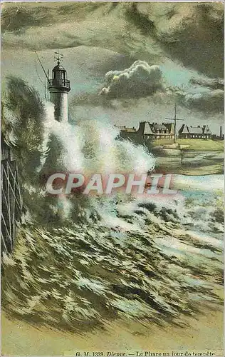 Cartes postales Dieppe Le Phare un Jour de Tempete