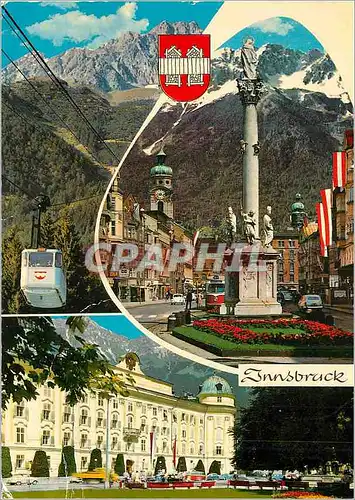 Cartes postales moderne Alpenstadt Innsbruck Tirol Nordkettenbahn mit Station Seegrube Annasaule gegen die Nordkette