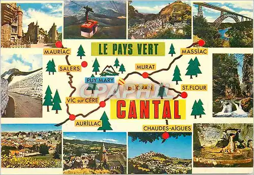 Moderne Karte En Parcourant le Cantal Salers Super Lioran Murat Viaduc de Garabit Le Puy Mary Le Pas de Cere