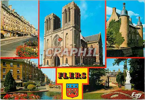 Cartes postales moderne Flers (Orne) L'Avenue du 6 Juin L'Eglise Saint Germain Le Chateau (XVIe Siecle)