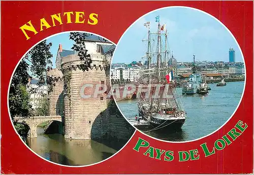 Moderne Karte Nantes (Loire Atlantique) France Le Chateau des Ducs de Bretagne Le Port Bateau