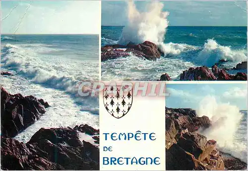 Moderne Karte La Bretagne en Couleurs Mer Houleuse et Tempete de Bretagne