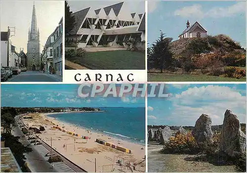 Cartes postales moderne Carnac La Bretagne Pittoresque Station Balneaire L'Eglise St Cornely La Mairie La Chapelle St Mi