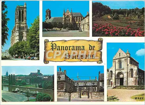 Cartes postales moderne Soissons (Aisne) Cathedrale Abbaye St Leger Parc St Crepin Vieille Maison Panorama sur l'Aisne C