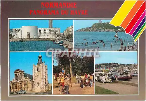 Moderne Karte Le Havre (Seine Maritime) Normandie France Maison de la Culture La Plage Cathedrale notre Dame F