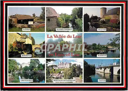Moderne Karte La Vallee du Loir en Eure et Loir St Eman Illiers Combray Alluyes Marboue Bonneval Chateaudun Mo