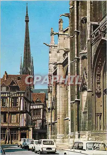 Moderne Karte Rouen (Seine Maritime) En Normandie L'Eglise Saint Maclou et la Fleche de la Cathedrale