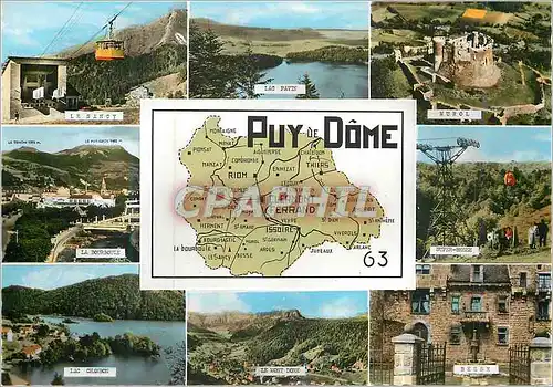 Moderne Karte Puy de Dome Le Sancy Lac Pavin Murol La Bourboule Super Besse Lac Chambon Le Mont Dore