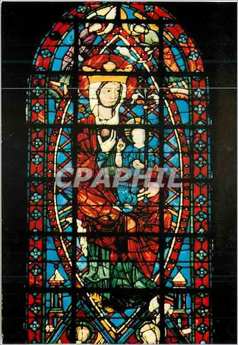 Cartes postales moderne Bourges (Cher) Les Merveilles du Berry La Cathedrale St Etienne Vierge en Majeste (Vitrail du XI