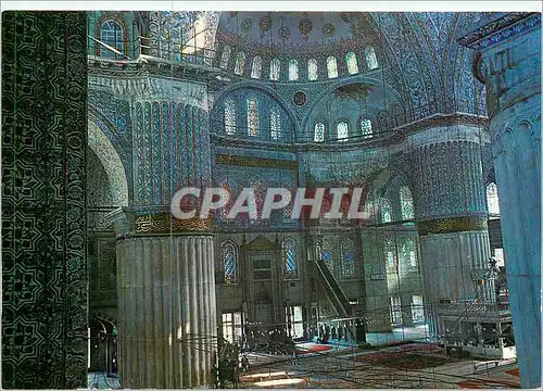 Cartes postales moderne Istanbul Turkiye Interieur de la Mosquee Bleue