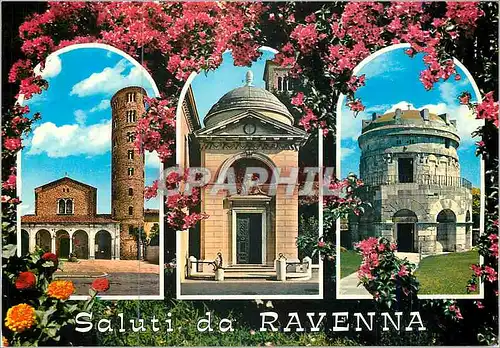 Cartes postales moderne Saluti da Ravenna Basilica di S Apollinare Nuovo (sec VI) Tomba di Dante Tomba di Teodorico (sec