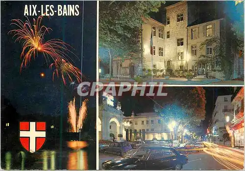 Cartes postales moderne Aix les Bains (Savoie) Illuminations de l'Hotel de Ville et du Palais de Savoie