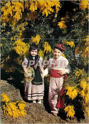 Moderne Karte Cote d'Azur Enfants en Costumes Nicois Folklore