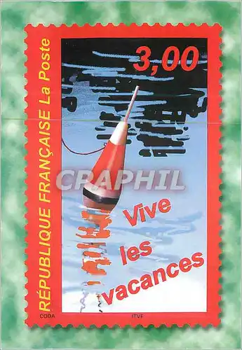 Cartes postales moderne Vive les Vacances Peche Timbre