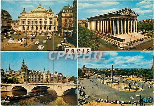 Cartes postales moderne Paris Theatre de l'Opera la Madeleine la Conciergerie Place de la Concorde