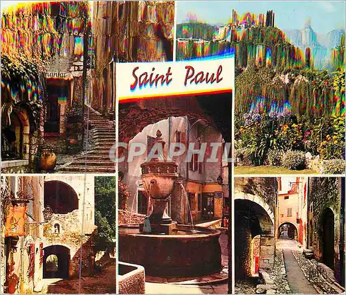Cartes postales moderne St Paul de Vence La Cote d'Azur Montee de l'Eglise Vue Generale Le Portail (XIVe Siecle) La Font