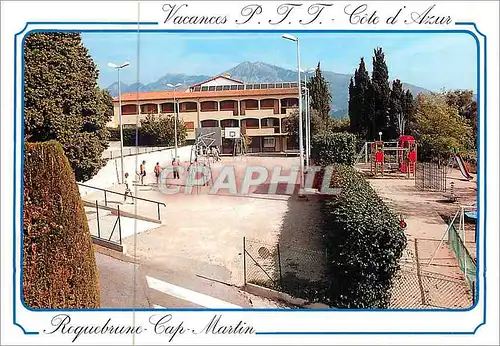 Moderne Karte Roquebrune Cap Martin Cote d'Azur Vacances PTT Avenue Bellevue Petanque Basket-Ball Basket Ball