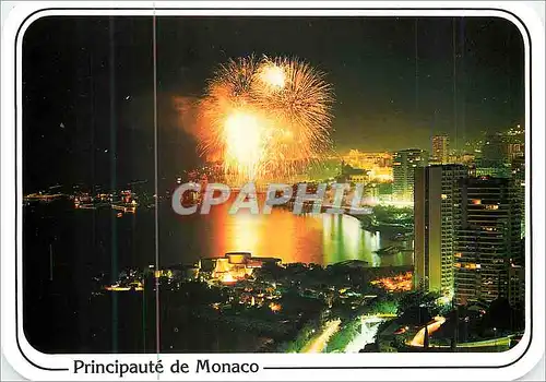 Cartes postales moderne Principaute de Monaco Monte Carlo Reflets de la Cote d'Azur Feu d'artifice sur le Port