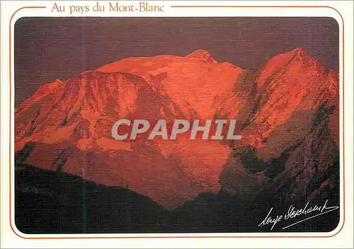 Moderne Karte Coucher du Soleil sur le Mont Blanc et l'Aiguille de Bionnassay