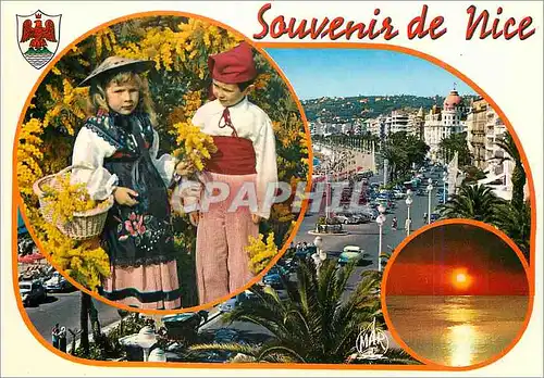 Moderne Karte Nice la Cote d'Azur la Promenade des Anglais Enfants Folklore