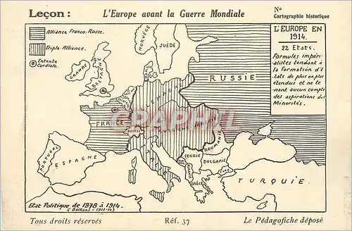 Moderne Karte Lecon l'Europe avant la Guerre Mondiale l'Europe au XIXe siecle