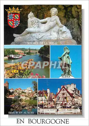 Cartes postales moderne En Bourgogne Source de la Seine Chateauneuf Alesia Semur en Auxois Dijon Peniche Bateau