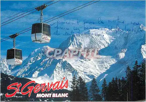 Cartes postales moderne St Gervais Mont Blanc (Haute Savoie) Le Telecabine Debrayable et le Mont Blanc