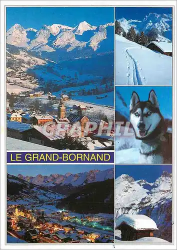 Moderne Karte Le Grand Bornand Haute Savoie France Alt 1000 1300 et 2100 m Station Ete Hiver Chien Husky