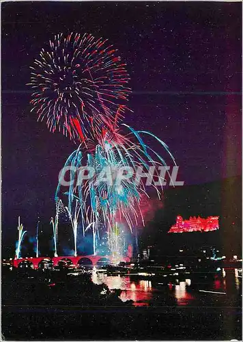 Cartes postales moderne Heidelberg SchloBeleuchtung Schwarz ist die Nacht Ein Donner Kracht