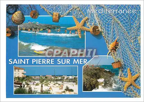 Moderne Karte St Pierre sur Mer Mer Mediterranee la Plage le Rocher Lavalliere Peche
