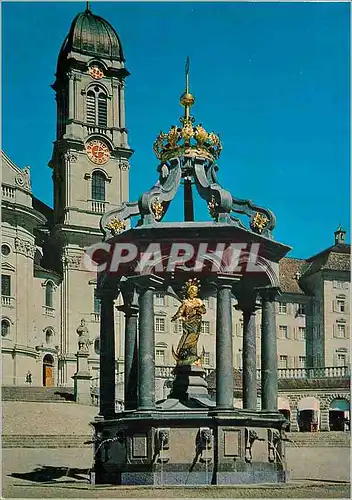 Cartes postales moderne Suisse Einsiedeln Marienbrunnen mit Kloster