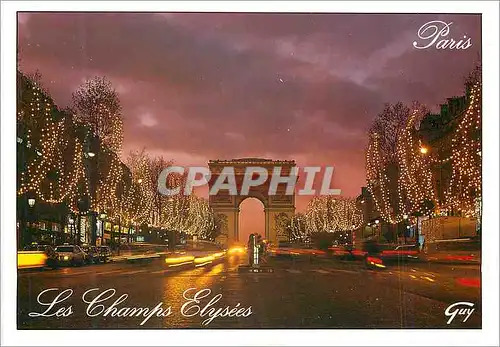 Cartes postales moderne Paris et ses Merveilles Illumination sur l'Avenue des Champs Elysees au Fond l'Arc de Triomphe d