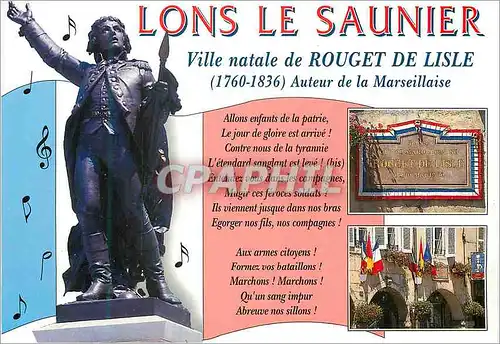 Cartes postales moderne Lons le Saunier Ville Natale de Rouget de Lisle (1760 1836) Auteur de la Marseillaise