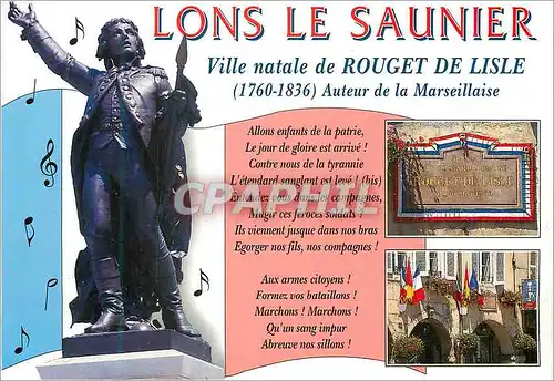 Moderne Karte Lons le Saunier Ville Natale de Rouget de Lisle (1760 1836) Auteur de la Marseillaise