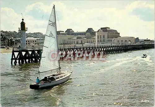 Moderne Karte Trouville Deauville (Calvados) l'Entree du Port Bateau Voilier