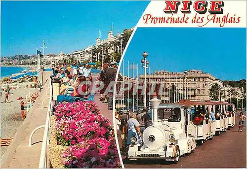 Moderne Karte Nice (Alpes Maritimes) Images et Lumieres de la France la Promenade des Anglais Train