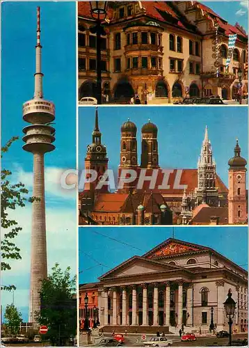 Cartes postales moderne Munchen Munich Monaco d B La Tour Olympique 290 m la Brasserie de la Cour Silhouette du Centre V