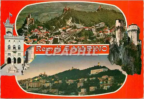 Cartes postales moderne Repubblica di San Marino Vue de l'Avion du Mont Titano Vue de la Ville la Nuit