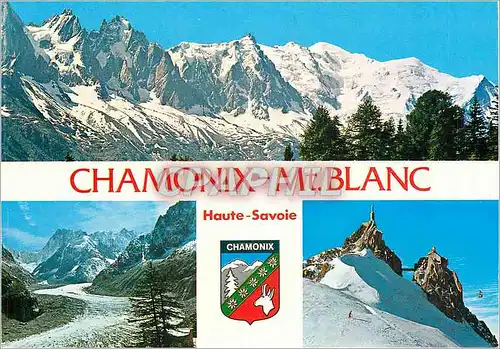 Moderne Karte Chamonix Mont Blanc (Haute Savoie) La Chaine du Mont Blanc La Mer de Glace L'Aiguille du Midi