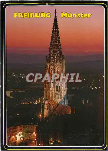 Cartes postales moderne Freiburg Munster Blick vom Schlodssberg auf das Nachtliche Freiburg