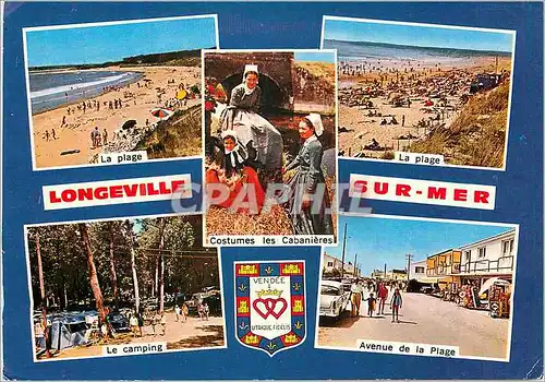 Cartes postales moderne Longeville sur Mer (Vendee) Couleurs Naturelles La plahe Costumes Les Cabanieres Le camping Aven