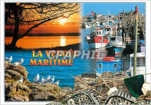 Moderne Karte La Vendee Maritime (France) Bateaux de peche